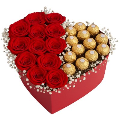 Red Roses & Ferrero Heart